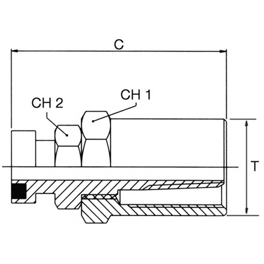Technische Zeichnung von Bajonett mit Schlauchhalter 100